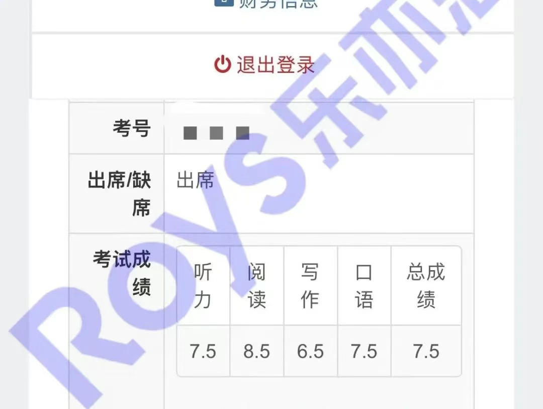樂(lè)亦思雅思7.5學(xué)員